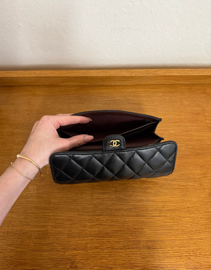 CHANEL LONG WALLET LAMBSKIN BLACK SERIES 24