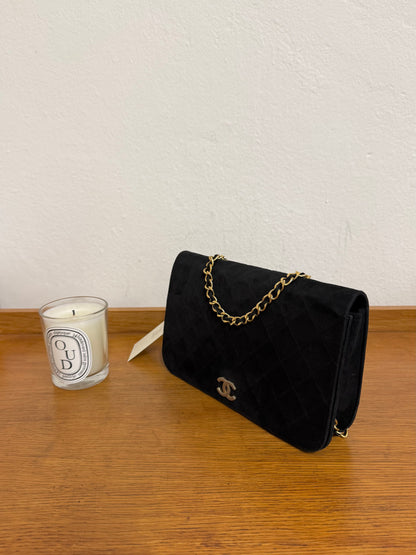 CHANEL SUEDE FULL FLAP BLACK