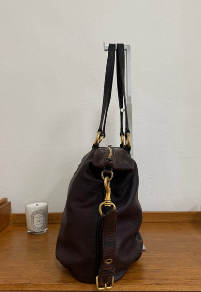 MIU MIU VITELLO SHOULDER BAG BROWN
