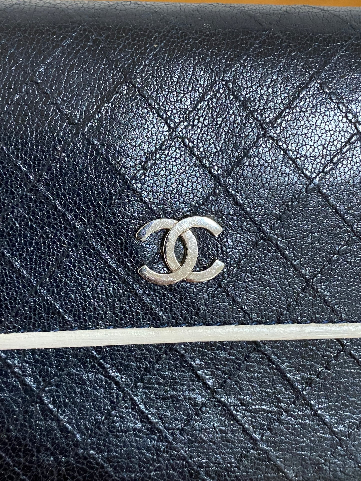 CHANEL QUILTED WALLET BLACK/WHITE SERIES 11