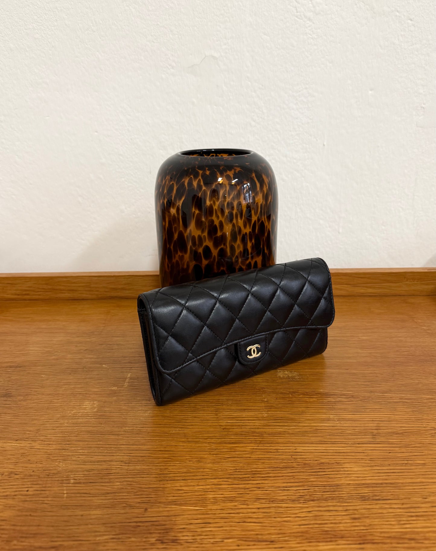 CHANEL LONG WALLET LAMBSKIN BLACK SERIES 24