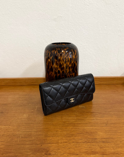 CHANEL LONG WALLET LAMBSKIN BLACK SERIES 24
