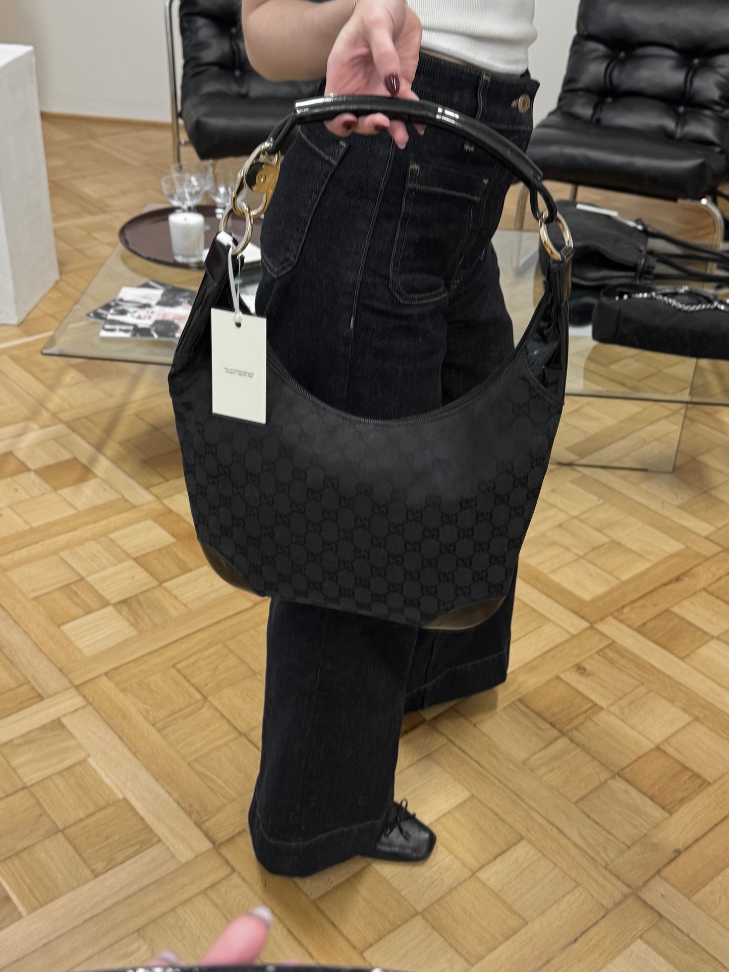 GUCCI HALF MOON HOBO BLACK BAG