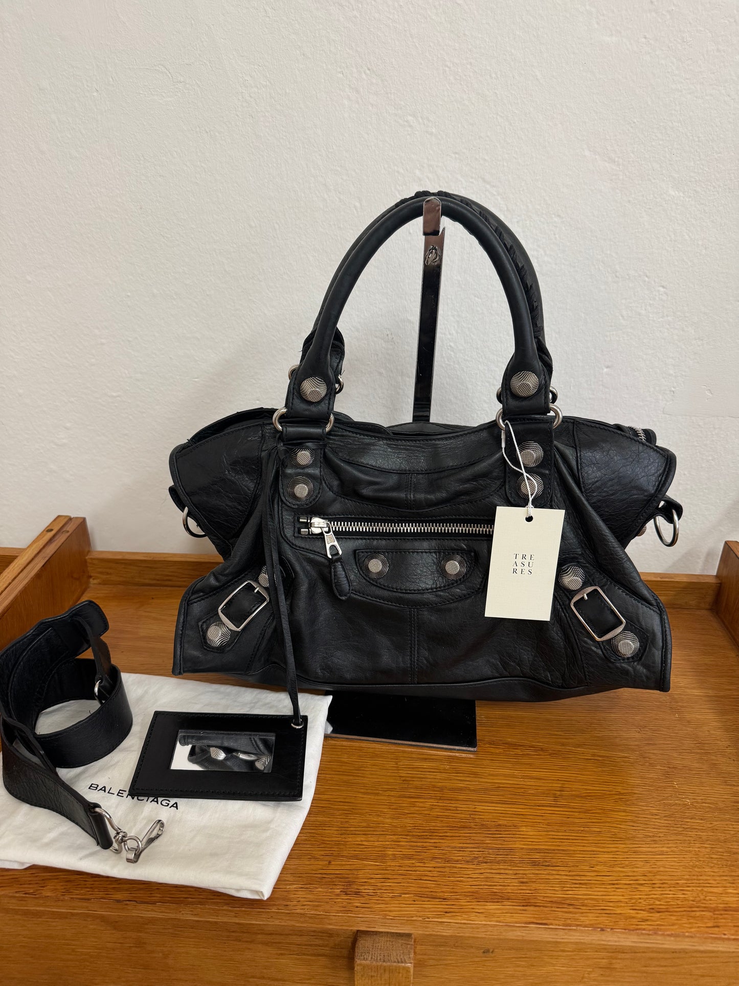 BALENCIAGA CITY BAG BLACK SILVER HW