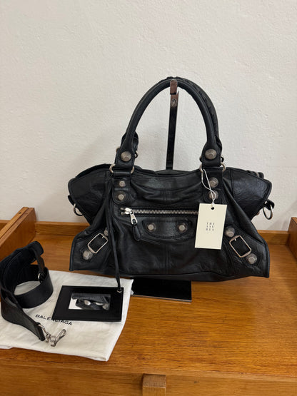 BALENCIAGA CITY BAG BLACK SILVER HW