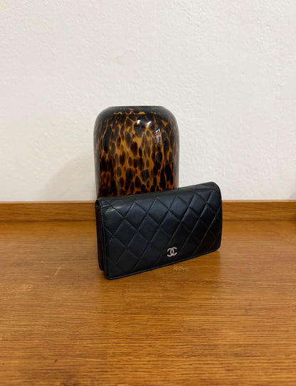CHANEL CLASSIC LONG WALLET LAMBSKIN BLACK SERIES 10