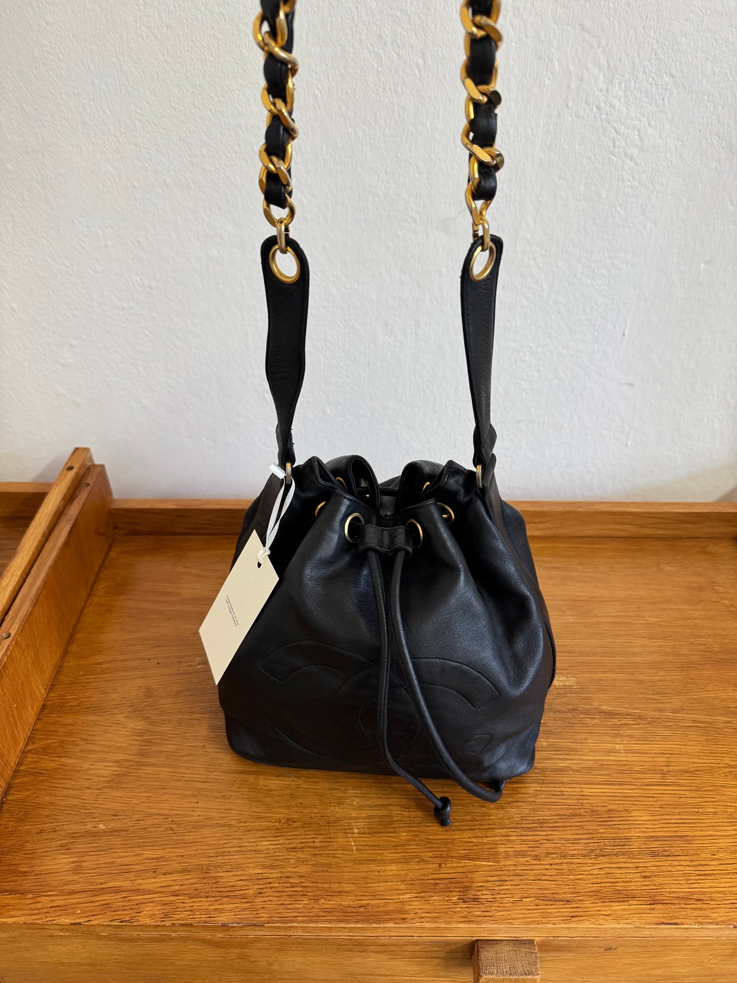CHANEL BUCKET BAG CC LOGO & POUCH