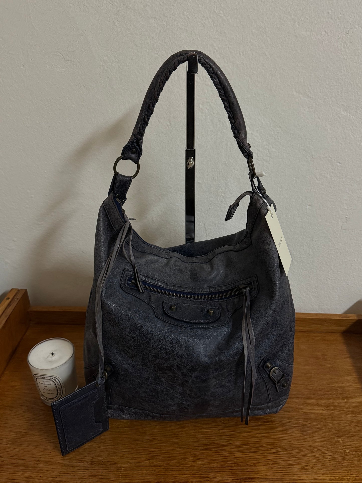 BALENCIAGA DAY “HOBO CITY” BAG GREY-BLUE