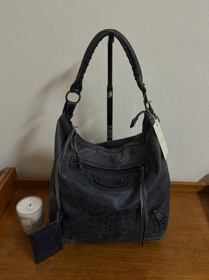 BALENCIAGA DAY “HOBO CITY” BAG GREY-BLUE