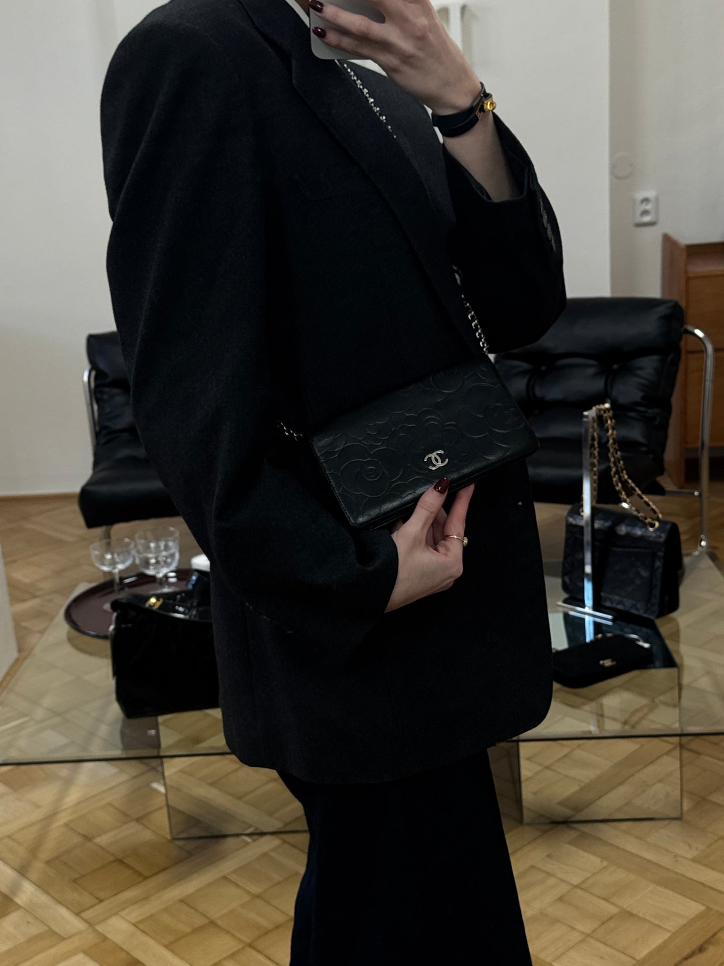 CHANEL CAMELLIA WALLET BLACK SERIES 11