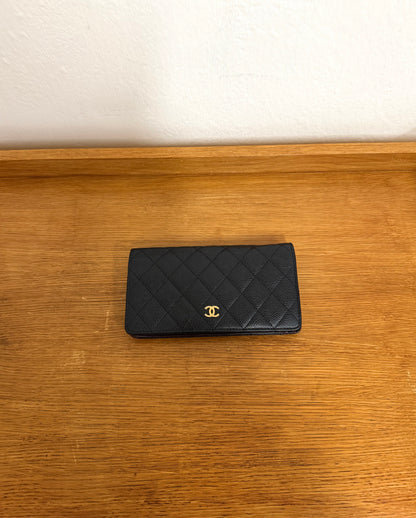 CHANEL CAVIAR LONG WALLET BLACK SERIES 18