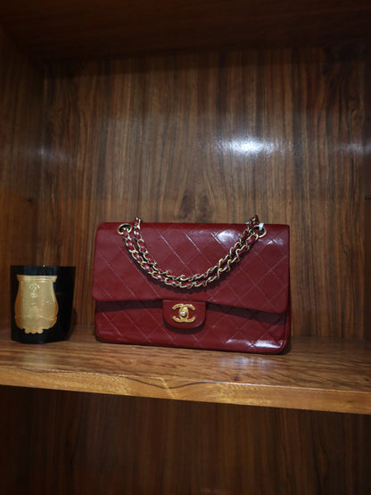 CHANEL CLASSIC DOUBLE FLAP BAG MEDIUM 24K GOLD RED
