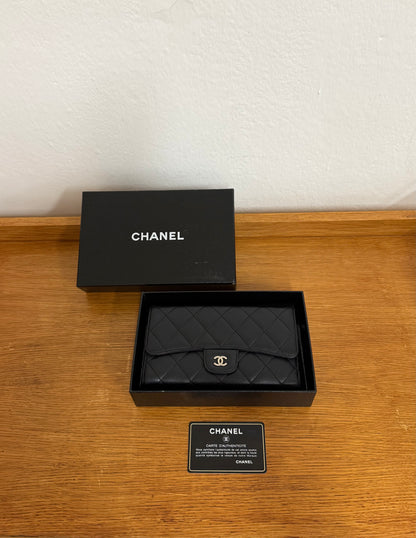 CHANEL LONG WALLET LAMBSKIN BLACK SERIES 18