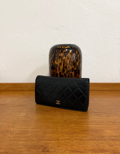 CHANEL CLASSIC LONG WALLET LAMBSKIN BLACK SERIES 10