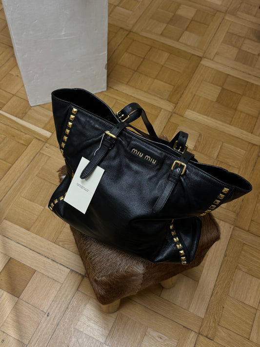 MIU MIU TOTE BAG GOLD HW STUDS