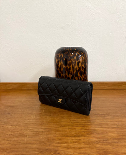 CHANEL LONG WALLET LAMBSKIN BLACK SERIES 24