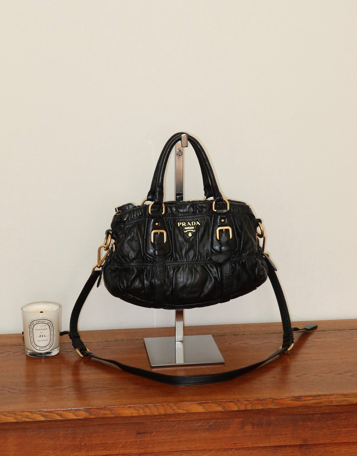 PRADA PROMENADE LEATHER HANDBAG