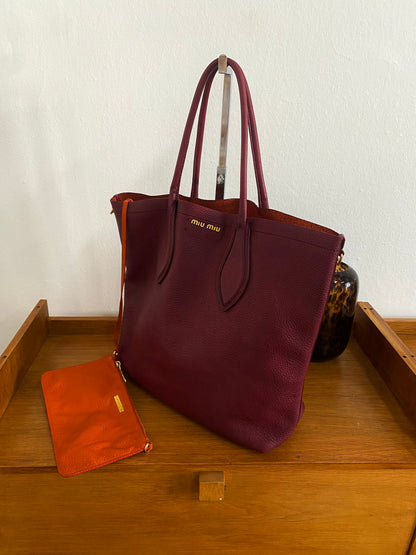 MIU MIU BURGUNDY TOTE BAG