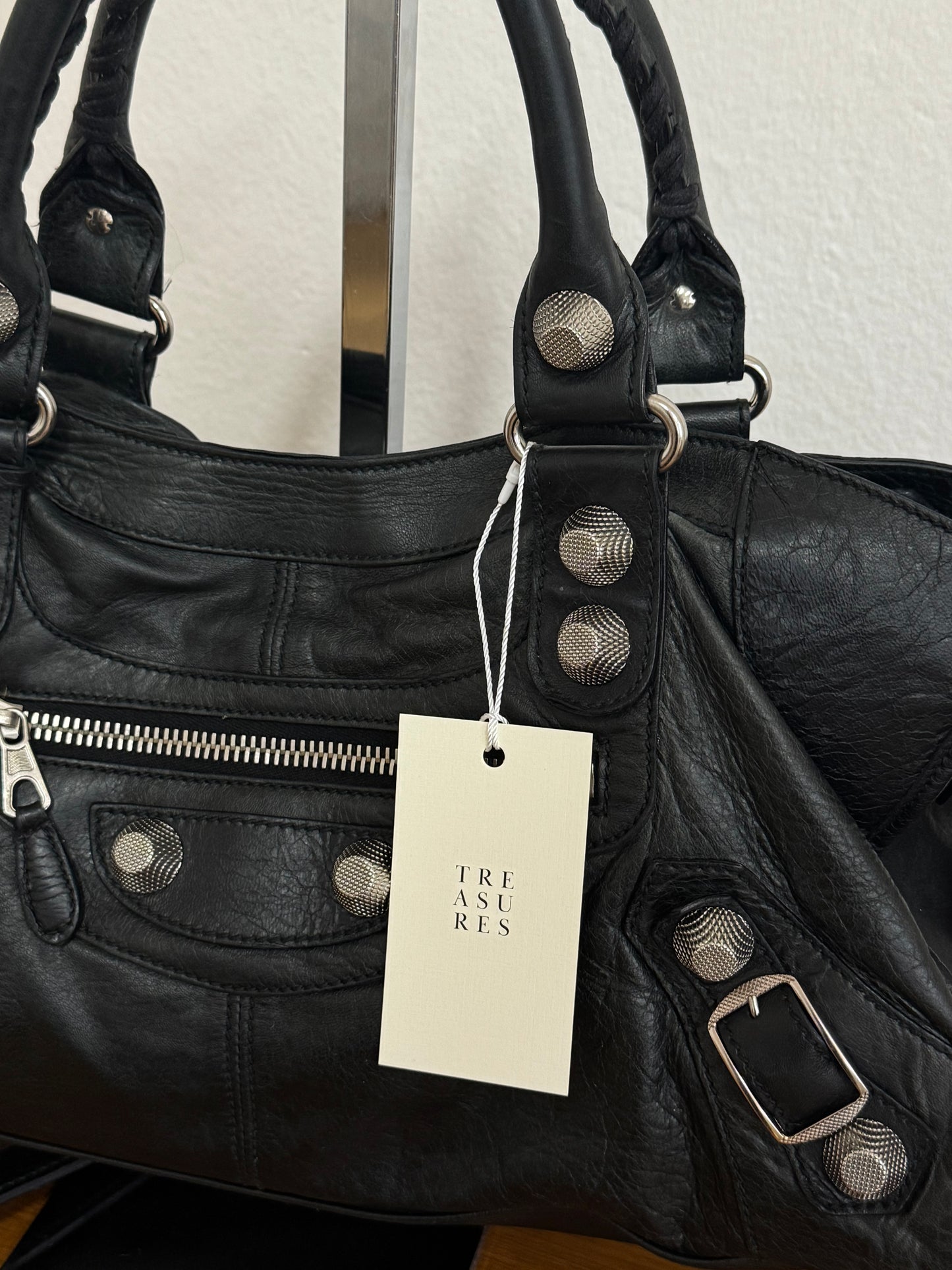 BALENCIAGA CITY BAG BLACK SILVER HW
