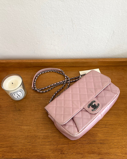 CHANEL SINGLE FLAP BAG PINK MATELASSE