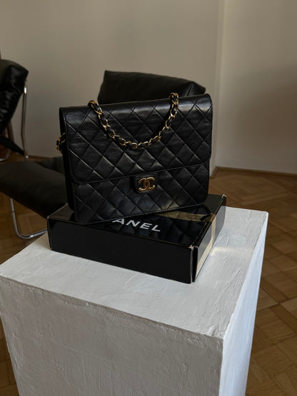 CHANEL LAMBSKIN SINGLE FLAP BAG & BOX & ENTRUPY