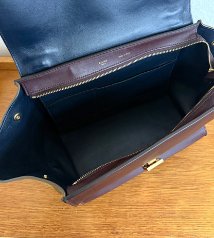CELINE PHOEBE PHILO TRICOLOR TRAPEZE BURGUNDY NAVY