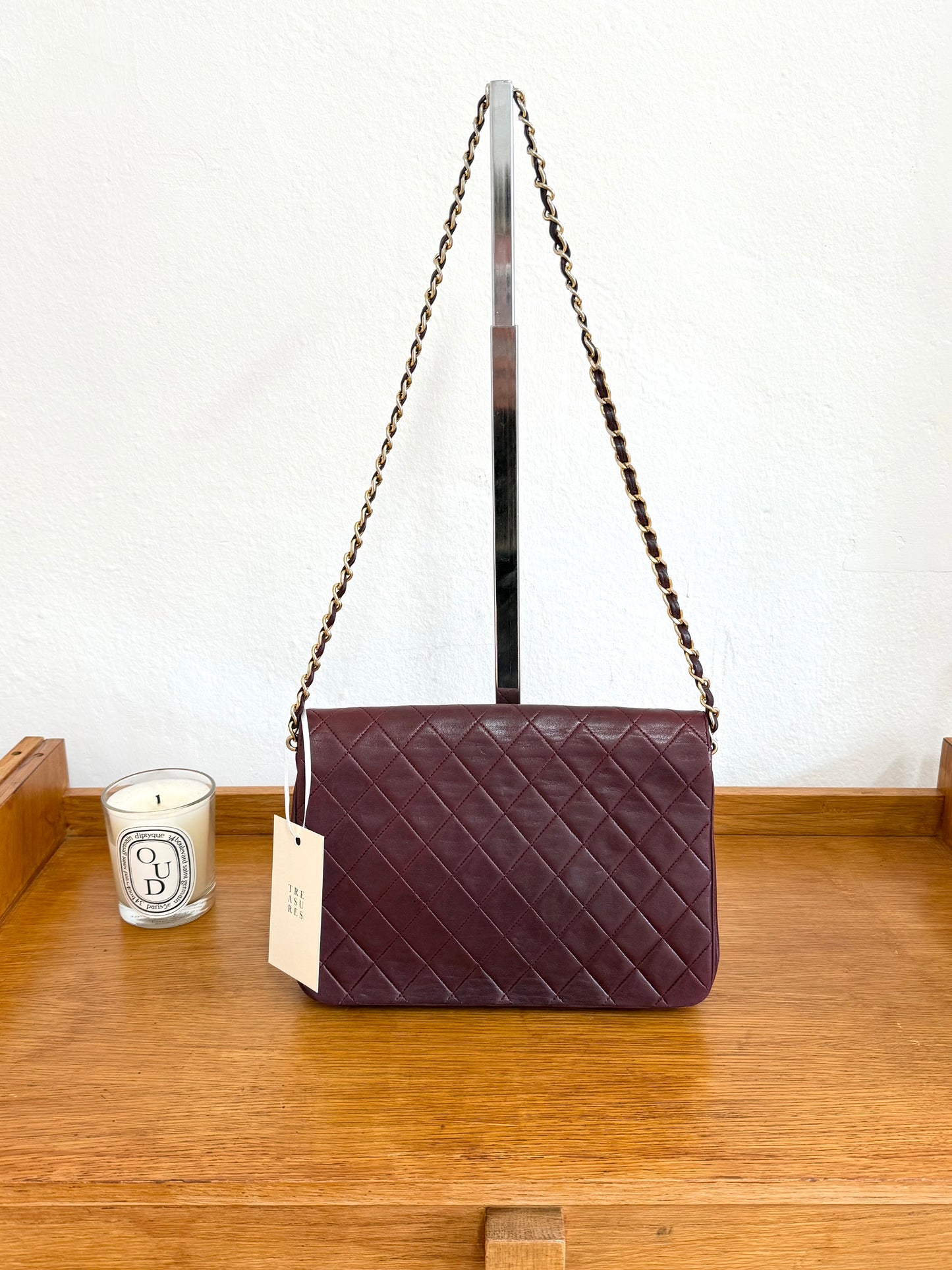 CHANEL BURGUNDY FLAP BAG LAMBSKIN