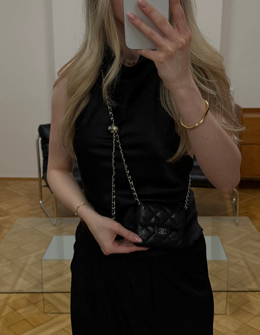 CHANEL MINI WALLET LAMBSKIN BLACK SERIES 10