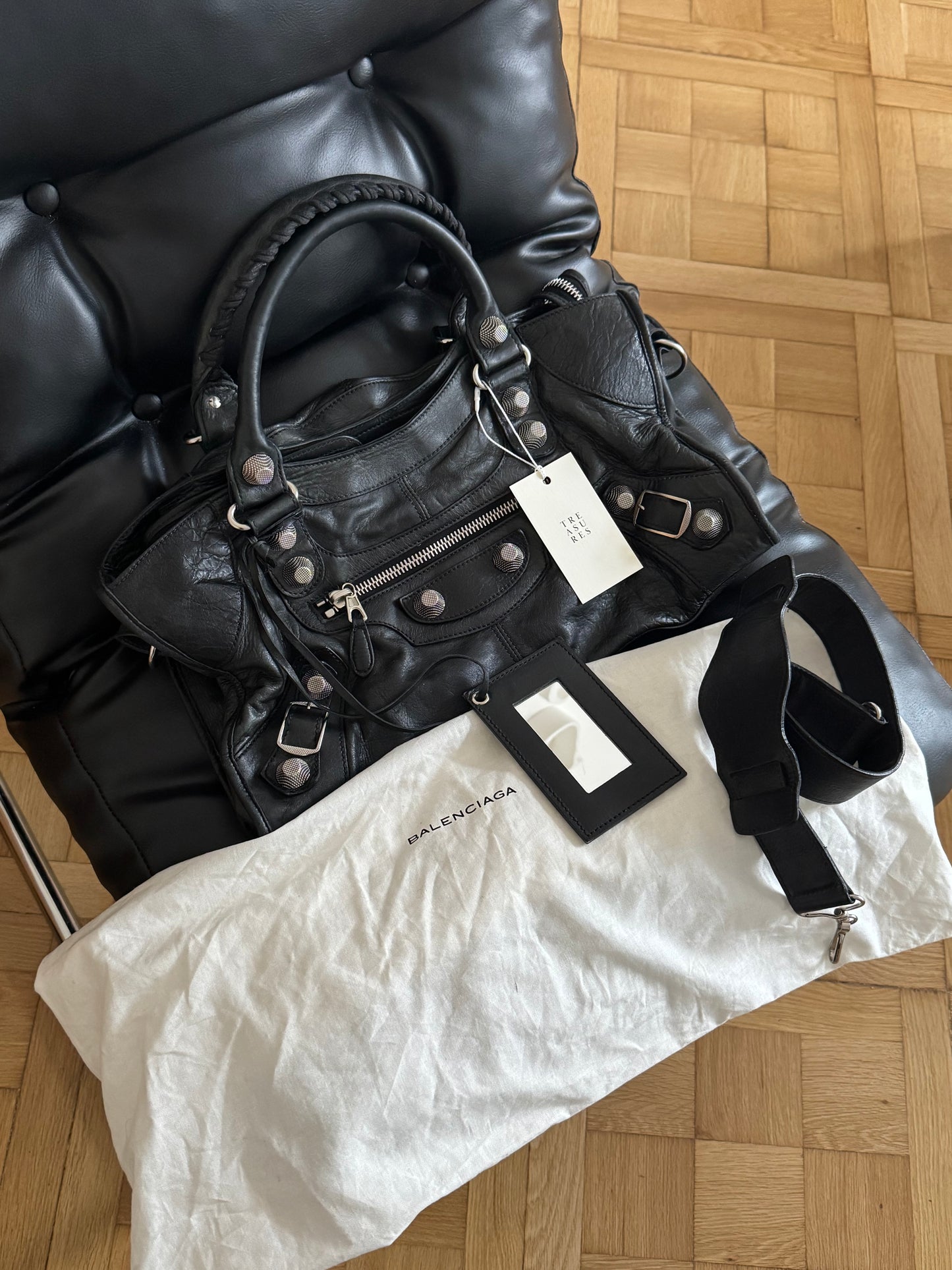 BALENCIAGA CITY BAG BLACK SILVER HW