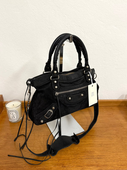 BALENCIAGA SUEDE CITY BAG BLACK