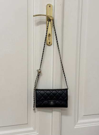 CHANEL LONG WALLET LAMBSKIN BLACK SERIES 18