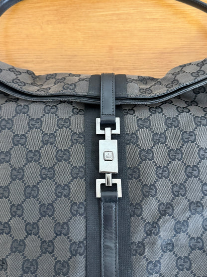 GUCCI JACKIE SHOULDER BAG BLACK GG MONOGRAM