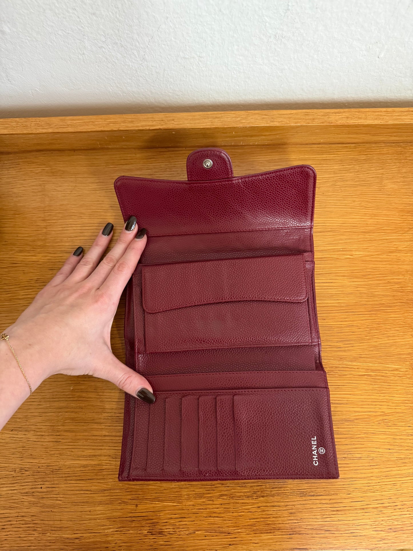 CHANEL CAVIAR LONG WALLET BURGUNDY