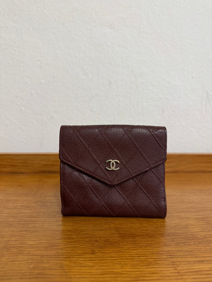 CHANEL DOUBLE SIDED WALLET CAVIAR BURGUNDY