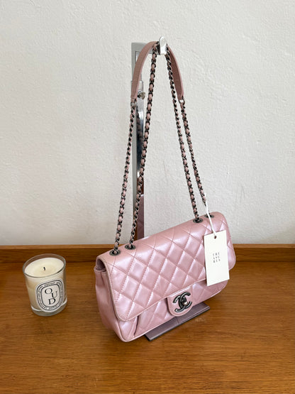 CHANEL SINGLE FLAP BAG PINK MATELASSE