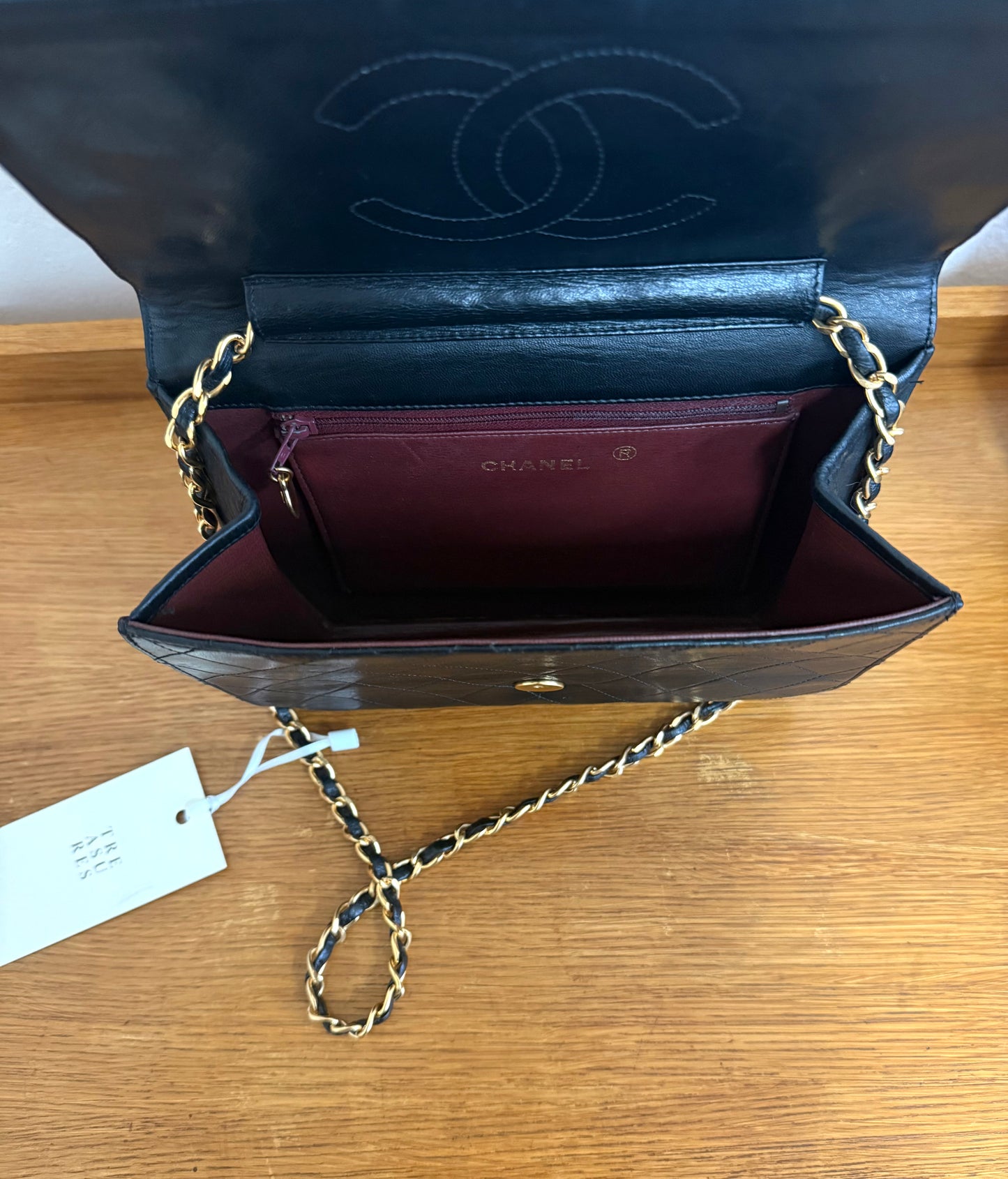 CHANEL CLASSIC SINGLE FLAP BAG LAMBSKIN BLACK 24K GOLD HW