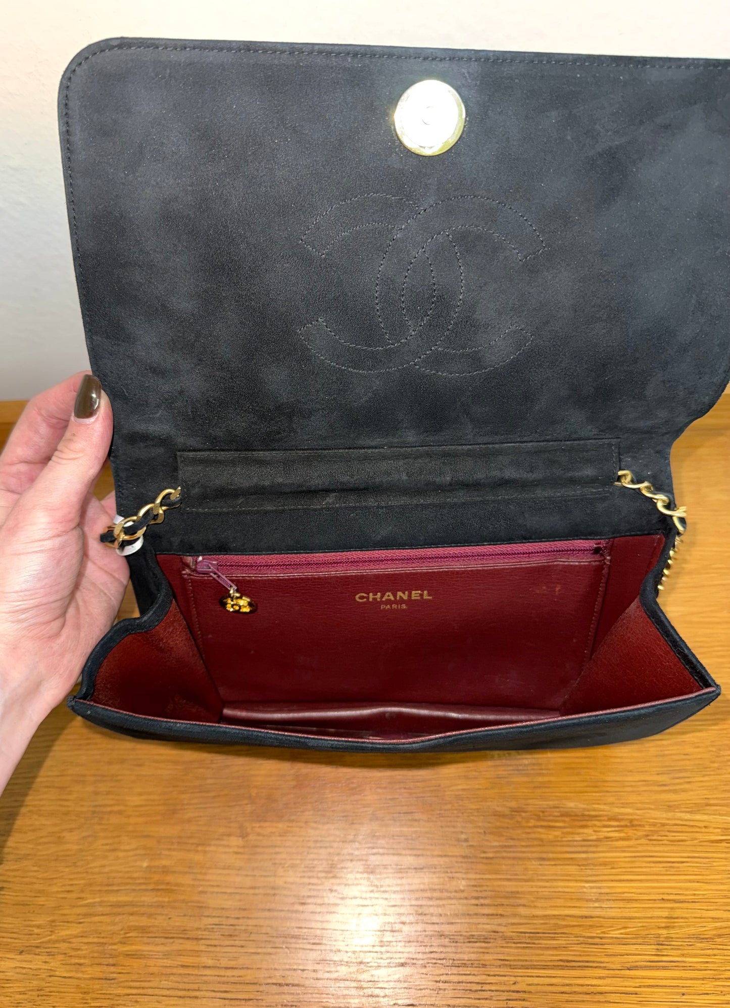 CHANEL SUEDE FULL FLAP BLACK