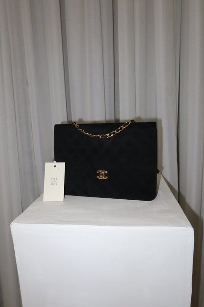 CHANEL SUEDE BLACK FLAP BAG
