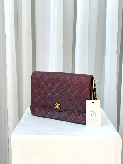 CHANEL BURGUNDY FLAP BAG LAMBSKIN