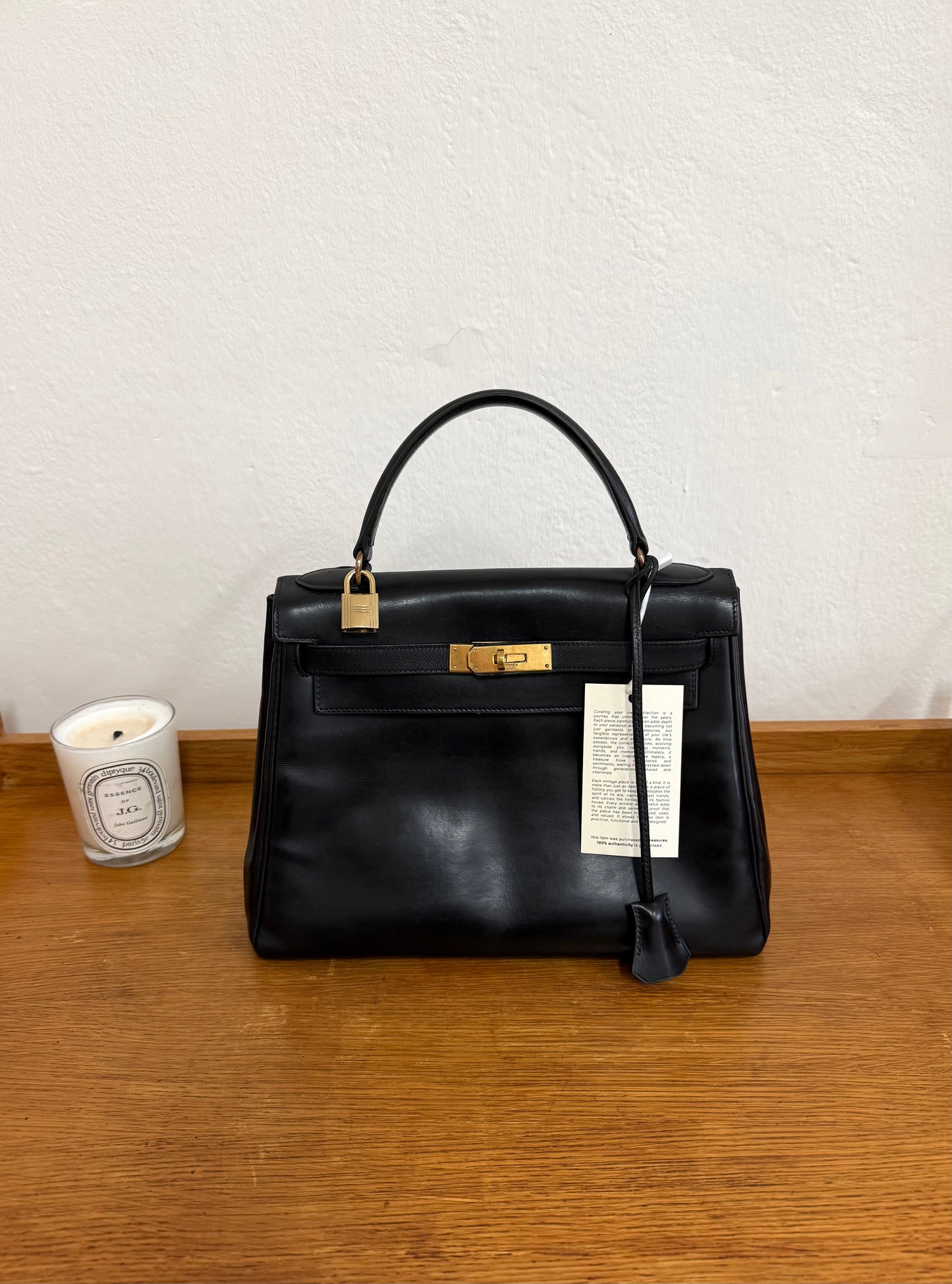 HERMES KELLY 28 BOX CALF BLACK 1959 O stamp