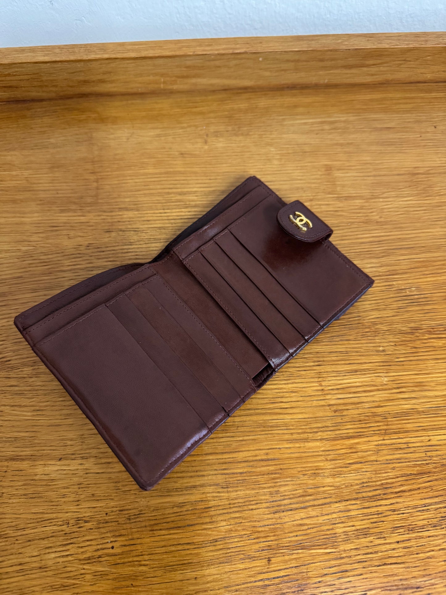CHANEL DOUBLE SIDED WALLET CAVIAR BURGUNDY