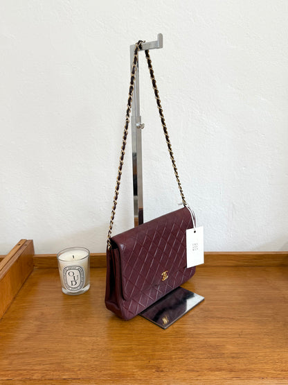 CHANEL BURGUNDY FLAP BAG LAMBSKIN