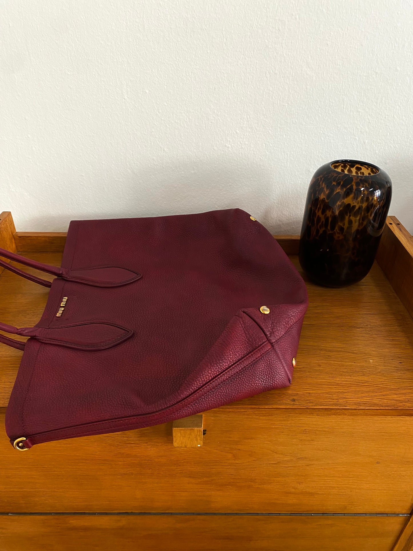 MIU MIU BURGUNDY TOTE BAG