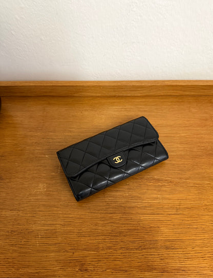 CHANEL LONG WALLET LAMBSKIN BLACK SERIES 24