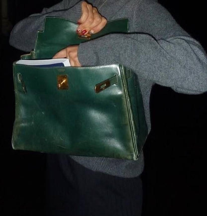 HERMES KELLY 28 BOX CALF BLACK 1965 U stamp
