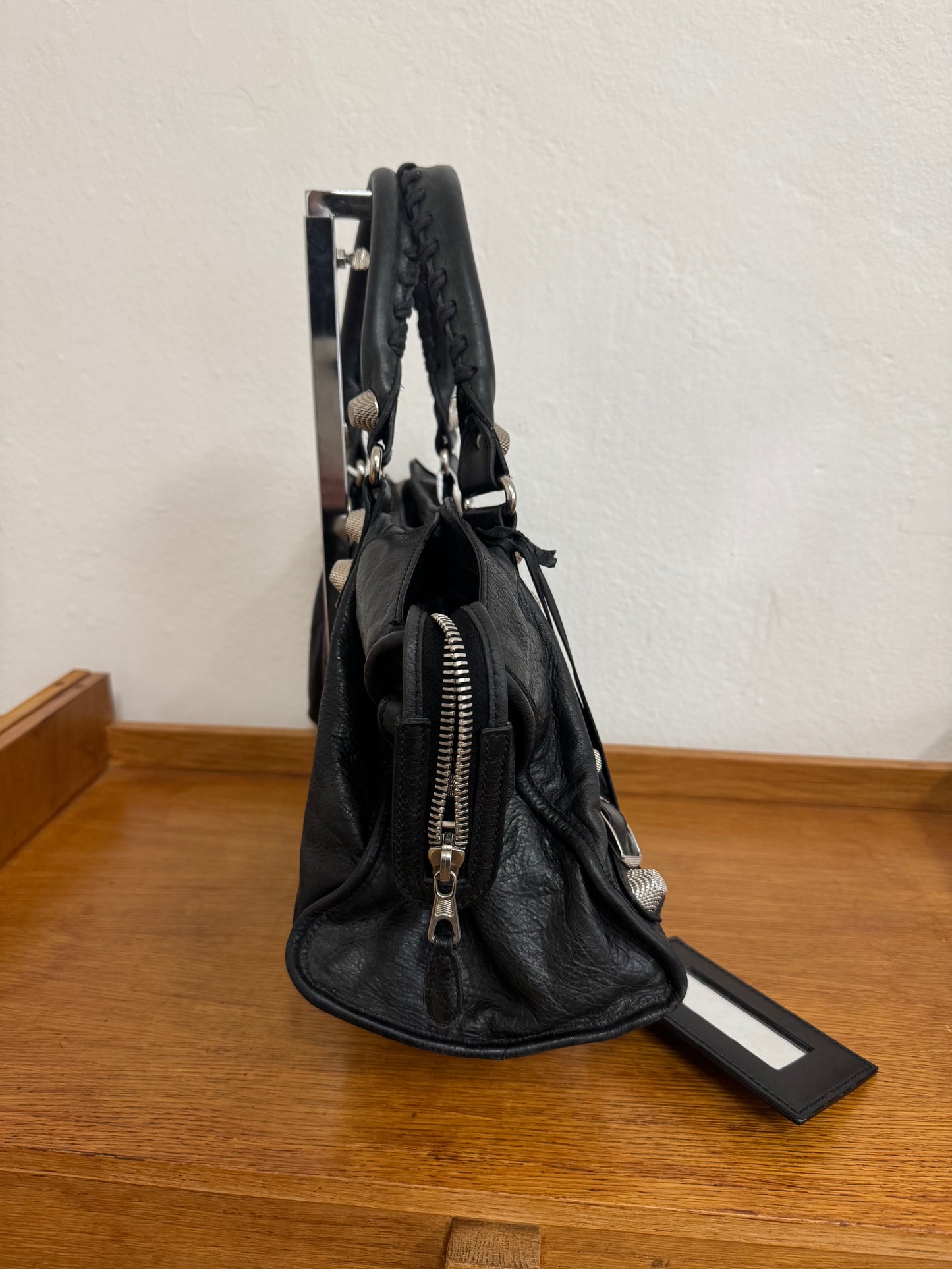 BALENCIAGA CITY BAG BLACK SILVER HW
