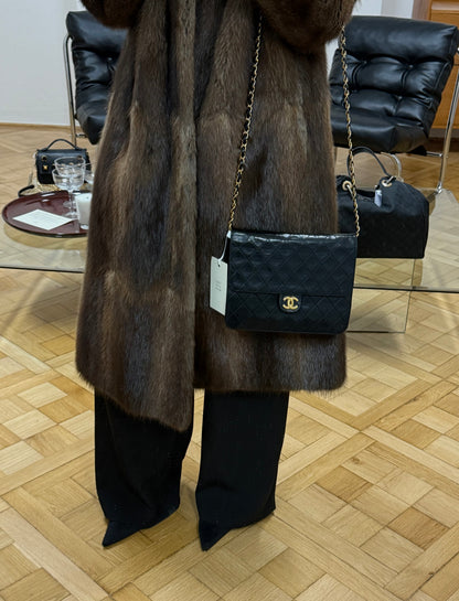 CHANEL CLASSIC SINGLE FLAP BAG LAMBSKIN BLACK 24K GOLD HW