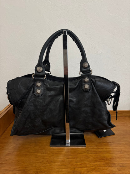 BALENCIAGA CITY BAG BLACK SILVER HW