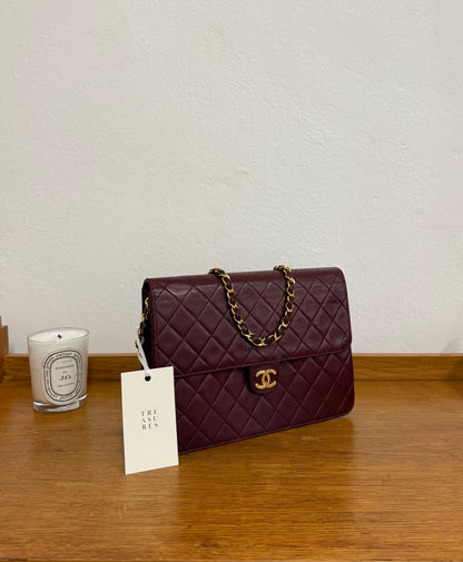 CHANEL SINGLE FLAP LAMBSKIN BURGUNDY