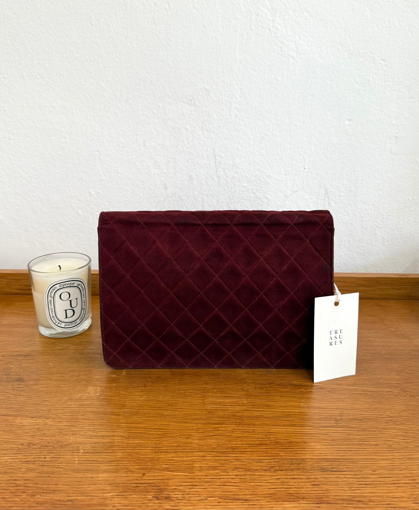 CHANEL CLASSIC SUEDE BURGUNDY SINGLE FLAP BAG